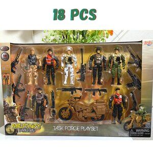 Action Figure Task Force Soldier Military Motorcycle Play Set Toys 18 pcs